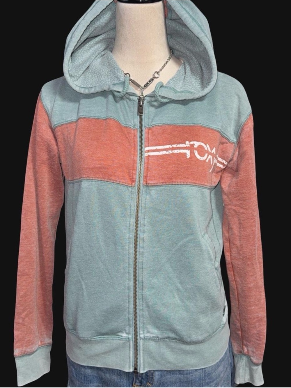 Roxy Women's Two-Tone Zip Hoodie - Seafoam & Coral